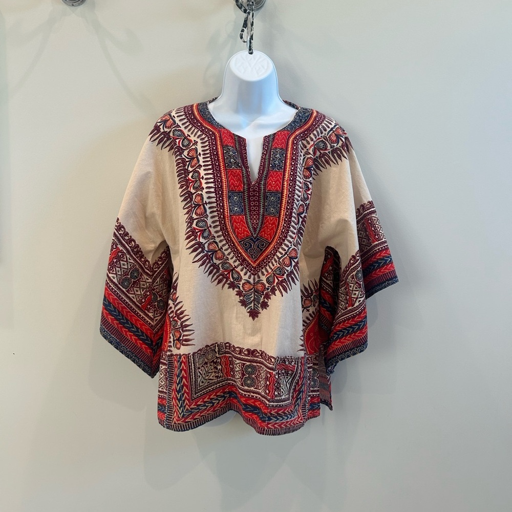 Bohemian Red and Cream Women's Tunic